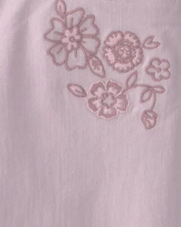 Girls Floral Embroidered Cropped Wide-Leg Pants - Purple