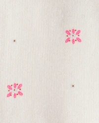 Baby Girl 2-Piece Floral Motif Sherpa Long-Sleeve Dress Set - White/Pink