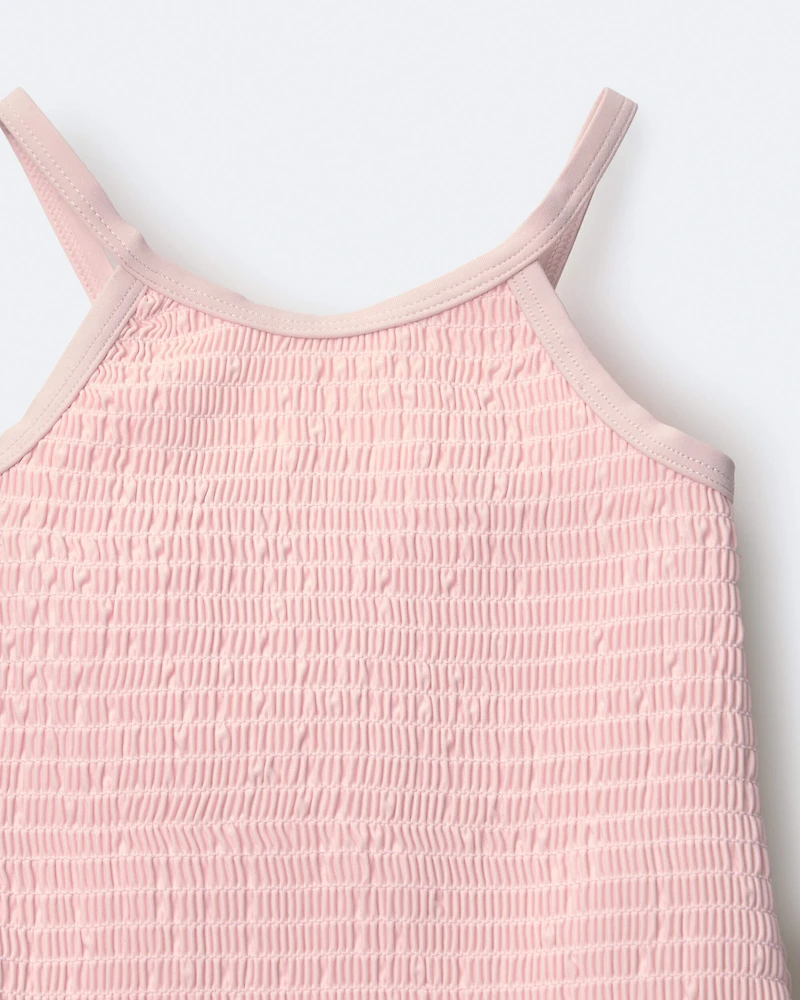 Toddler Girl Smocked One-Piece Swimsuit - Light Pink