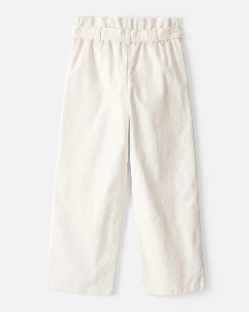 Girls Corduroy Wide-Leg Pants - Ivory