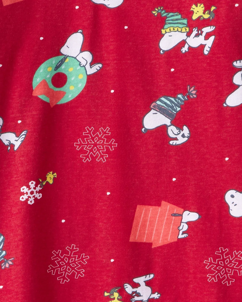Kids Christmas Peanuts Snoopy Print Long-Sleeve Graphic Tee - Red
