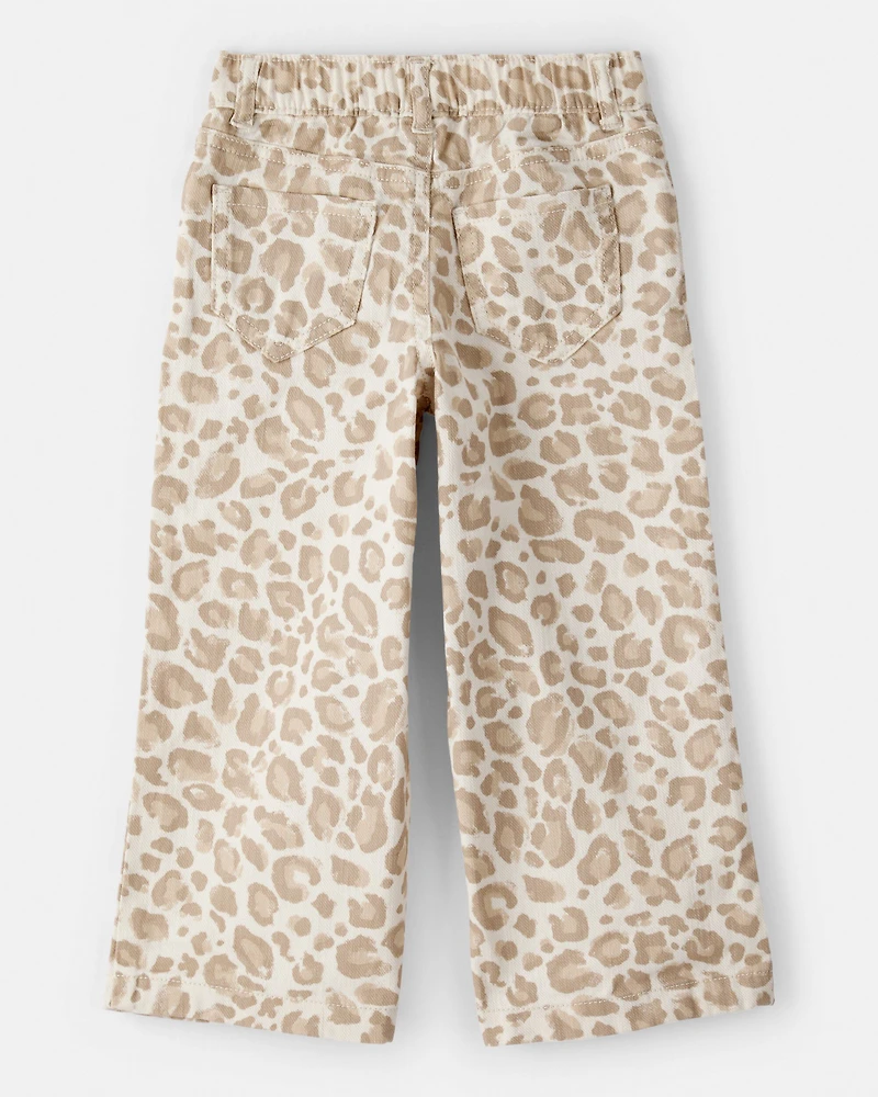 Toddler Girl Leopard Wide-Leg Pants - Ivory