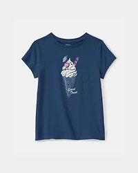 Girls Ice Cream Graphic Tee - Blue