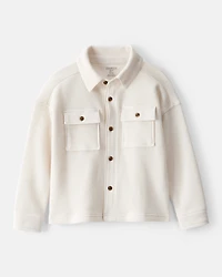 Toddler Boy Long-Sleeve Waffle Knit Utility Shirt - White