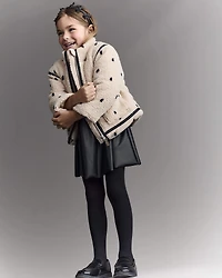 Toddler Girl Polka Dot Sherpa Jacket - Ivory