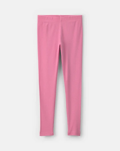 Girls Pull-On Stretch Rib Leggings - Pink