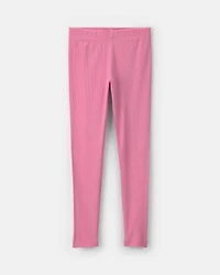 Girls Pull-On Stretch Rib Leggings - Pink
