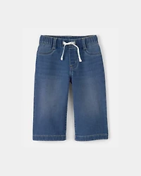 Baby Girl Drawstring Wide-Leg Jeans - Dark Wash