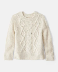 Toddler Girl Metallic Cable Knit Long-Sleeve Sweater - Ivory