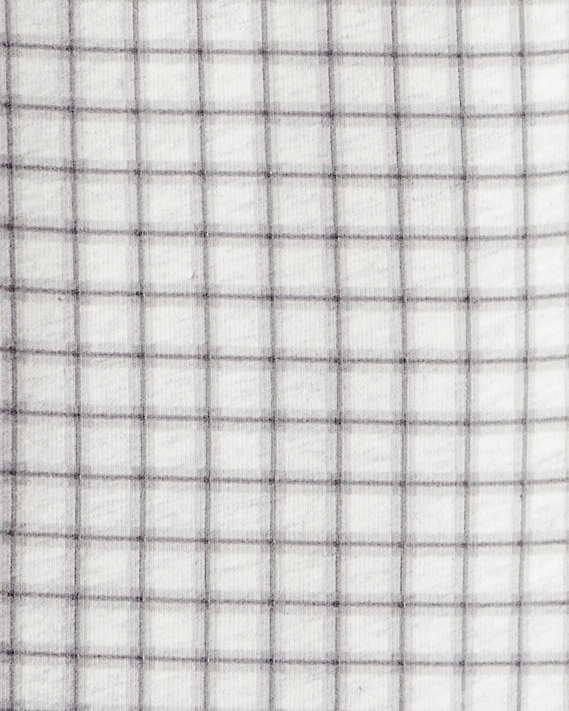 Girls Plaid Cotton Pull-On Stretch Leggings - Grey