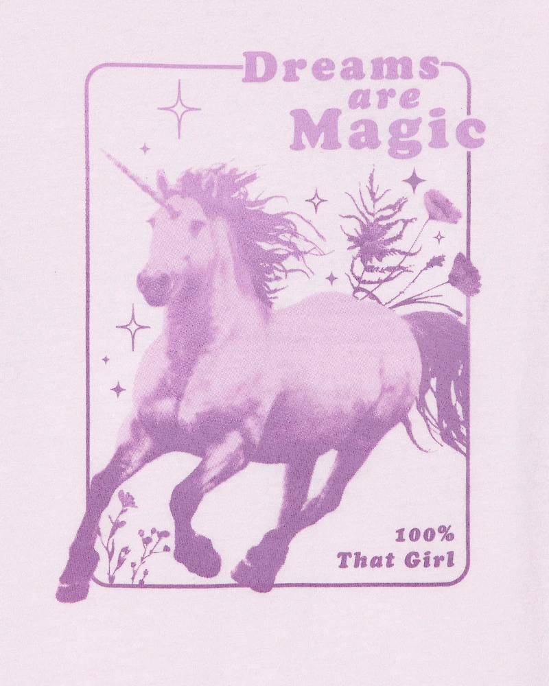 Girls Dreams Are Magic Short-Sleeve Graphic Tee - Pink
