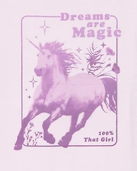 Girls Dreams Are Magic Short-Sleeve Graphic Tee - Pink