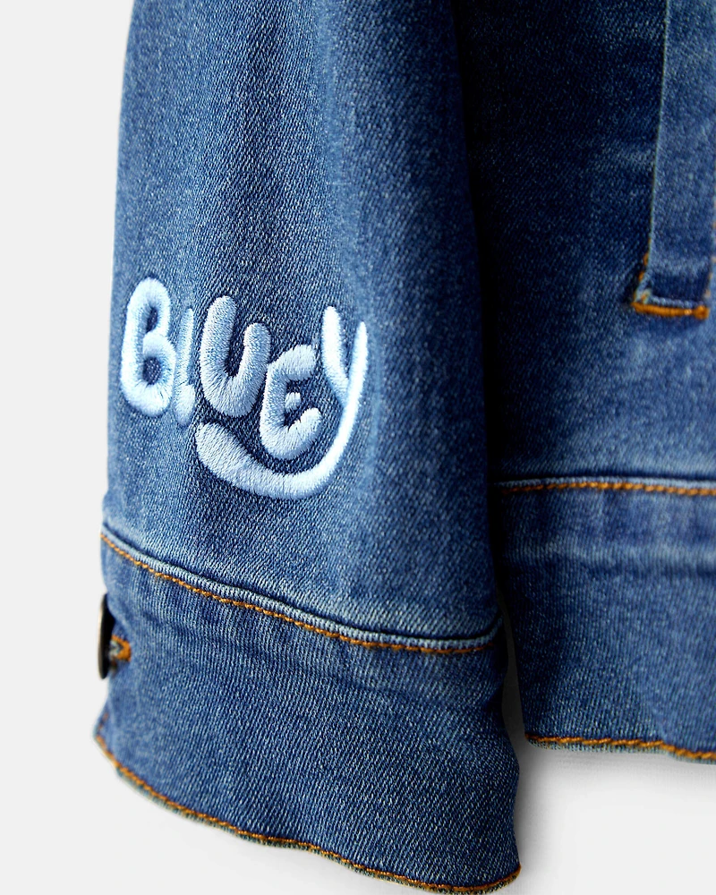 Baby Girl 2-Piece Bluey Denim Jacket & Skirt Set - Blue