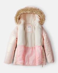Girls Hooded Heavyweight Winter Jacket - Pink