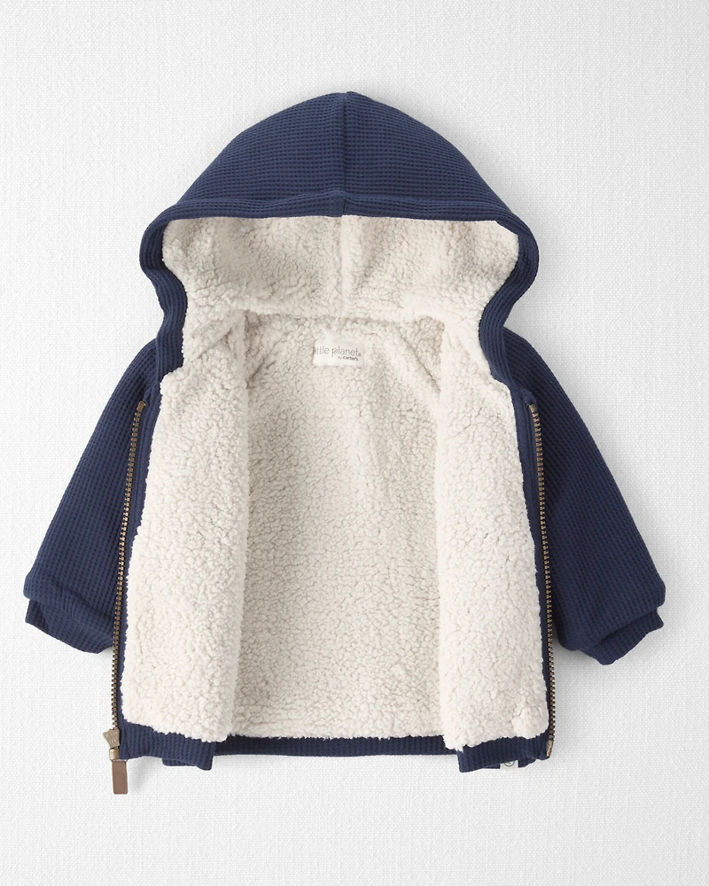 Baby Sherpa Waffle Knit Hooded Jacket Made with Organic Cotton