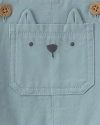 Baby Boy 2-Piece Wolf Long-Sleeve Overall Set - Blue/Cream