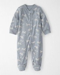Baby Organic Cotton Sleep & Play Pajama in Blue Bunnies