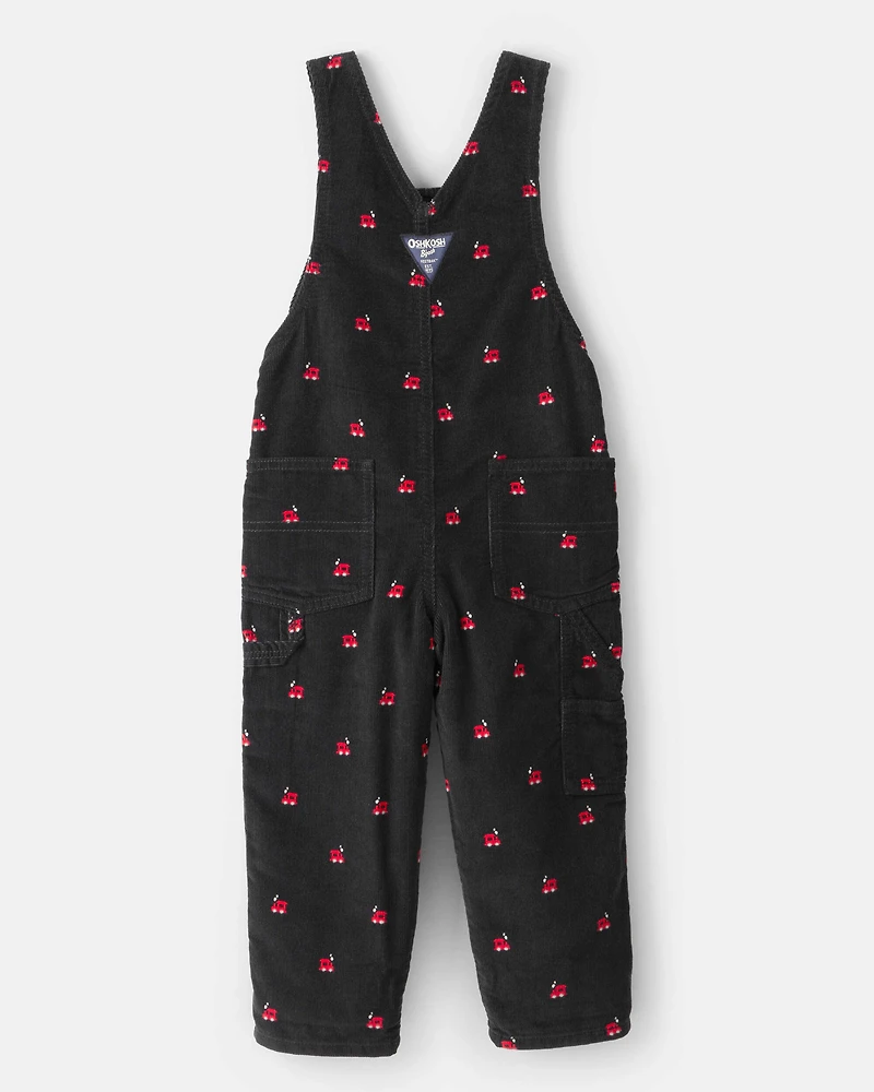 Toddler Train Corduroy Overalls - Black