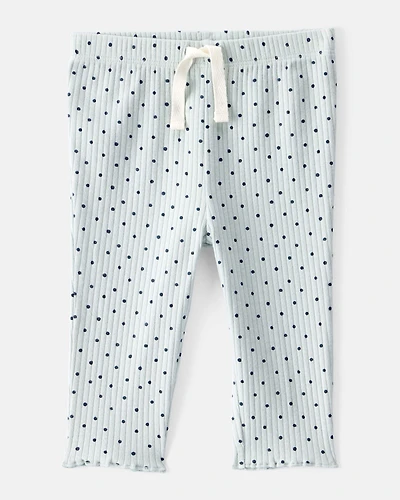 Baby Girl Polka Dot Print Cotton Pull-On Pants - Blue