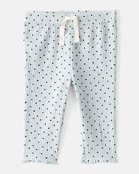 Baby Girl Polka Dot Print Cotton Pull-On Pants - Blue