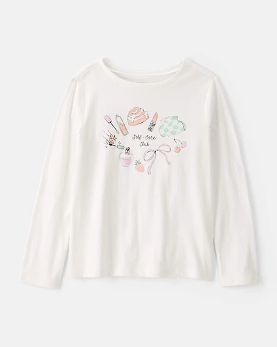 Girls 'Self Care' Long-Sleeve Graphic Tee - Ivory