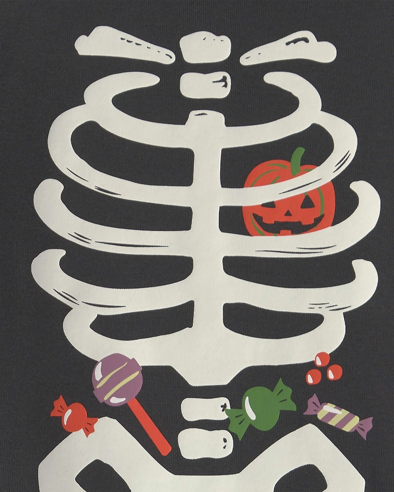 Kids 2-Piece Halloween Skeleton 100% Cotton Snug Fit Pajama Set - Black