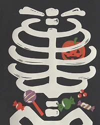 Kids 2-Piece Halloween Skeleton 100% Cotton Snug Fit Pajama Set - Black