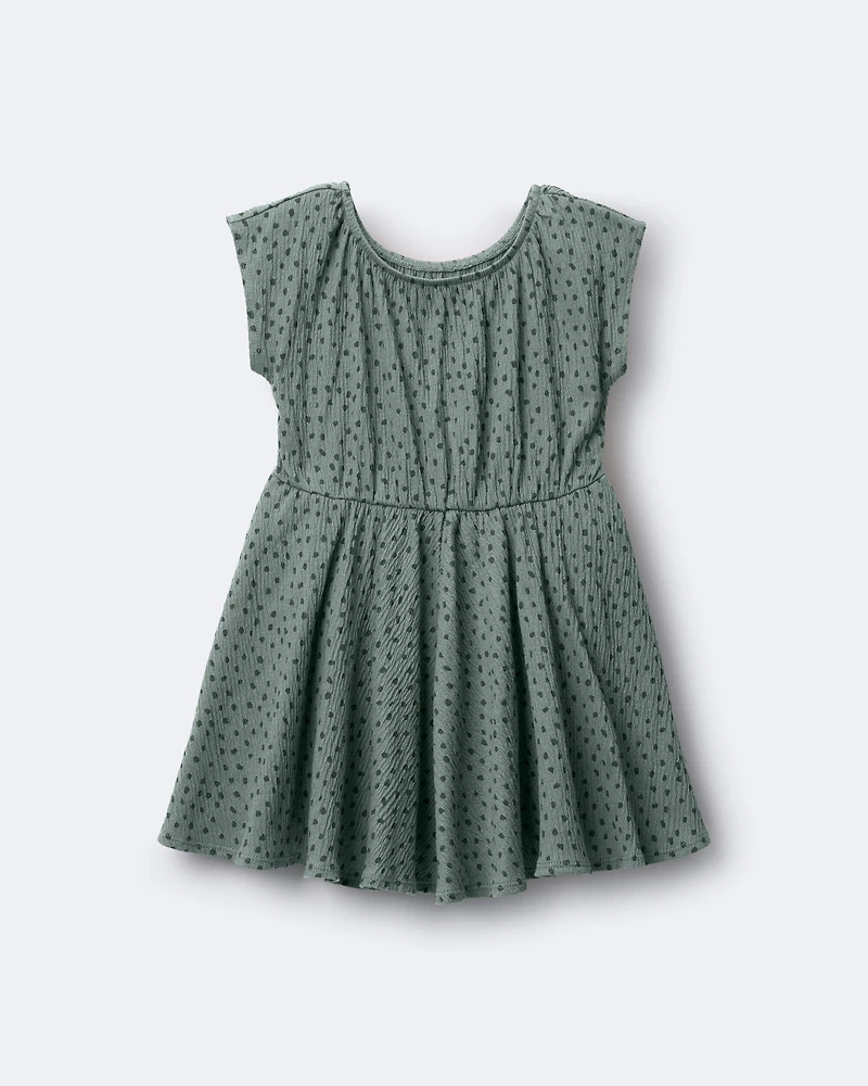 Toddler Girl Avenue Twirl™ Dress in Dot Print - Olive