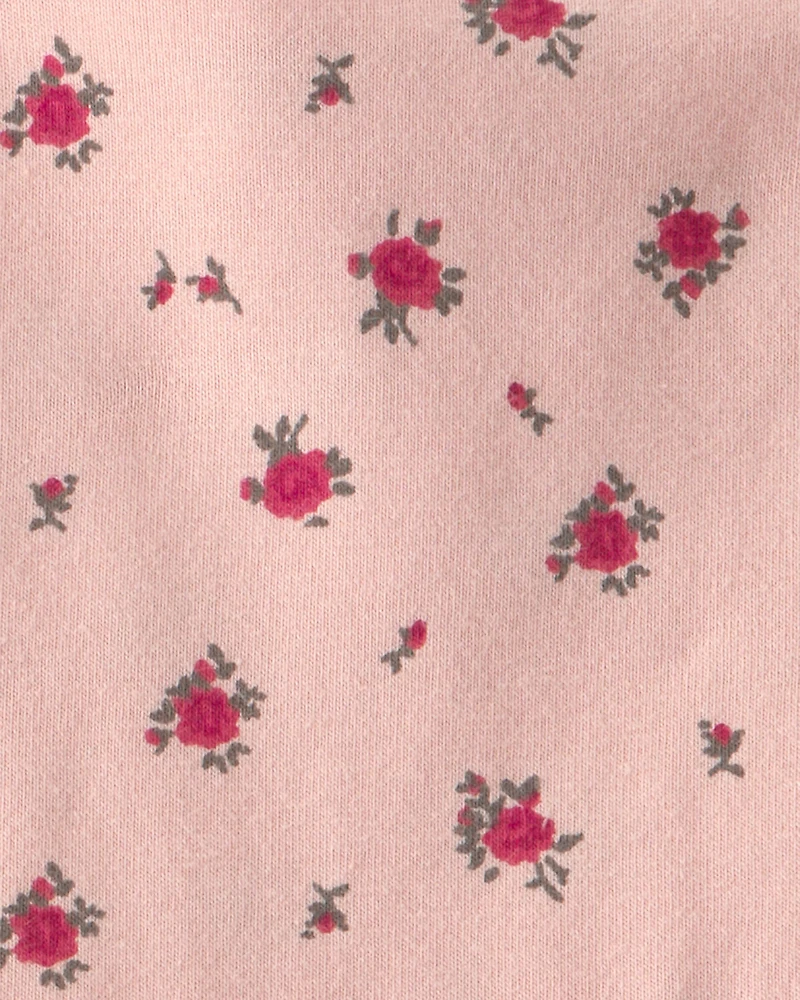 Baby Girl Organic Cotton Tiered Dress in Blush Floral Print