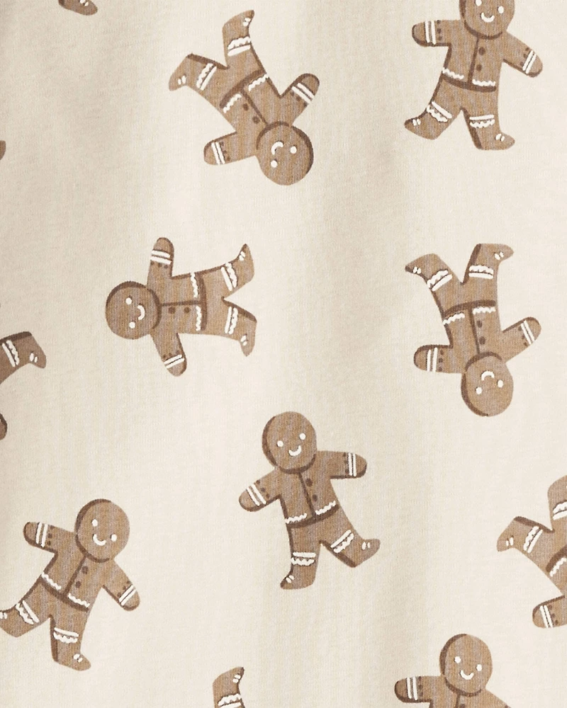 Kid Organic Cotton Pajamas Set in Gingerbread Man Print