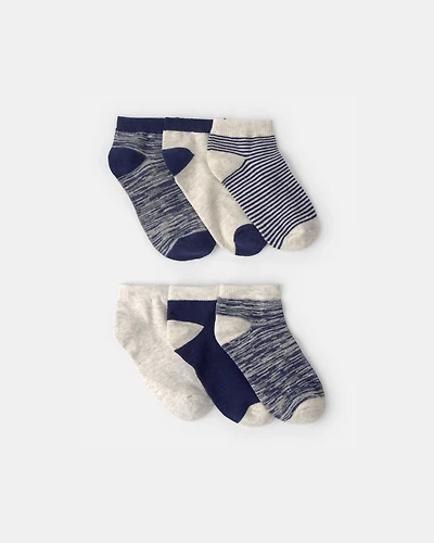 Boys 6-Pack No Show Socks - Blue/Grey