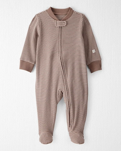 Baby Organic Cotton Sleep & Play in Brown Stripes
