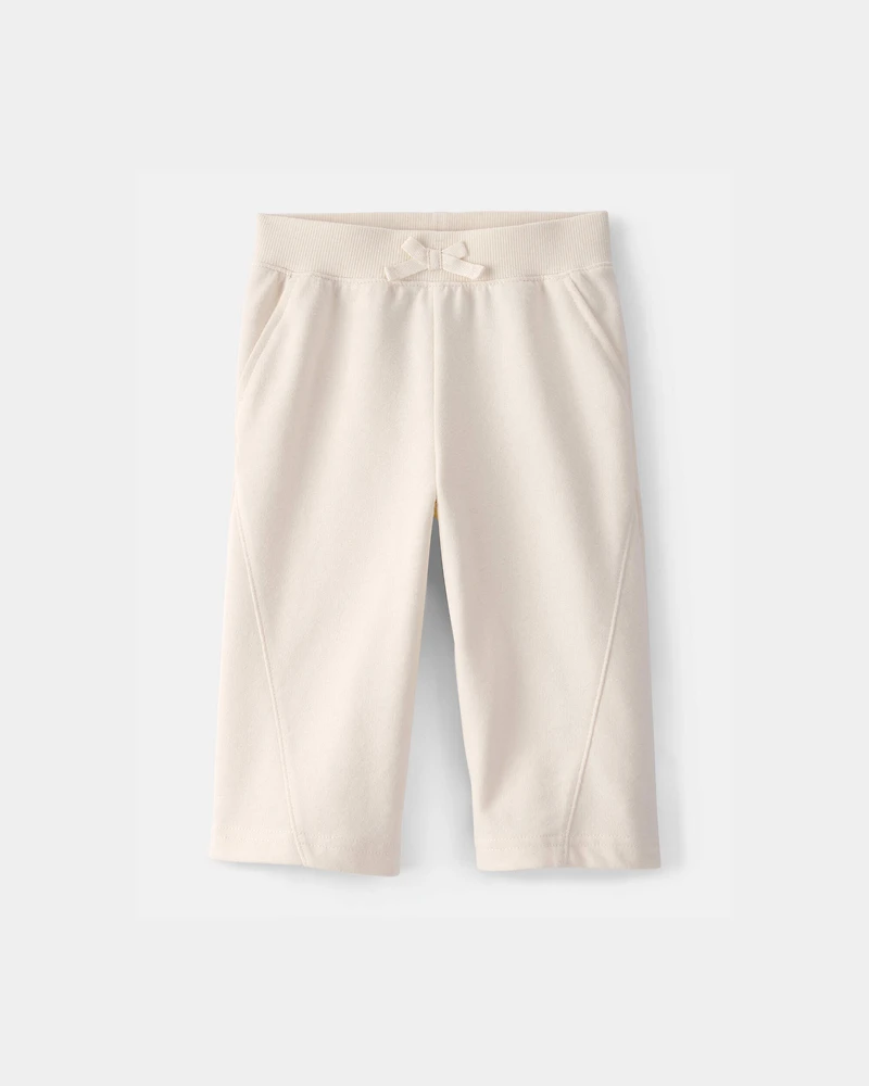 Baby Girl French Terry Wide-Leg Active Pants - Ivory