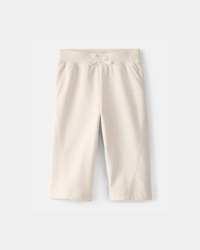 Baby Girl French Terry Wide-Leg Active Pants - Ivory