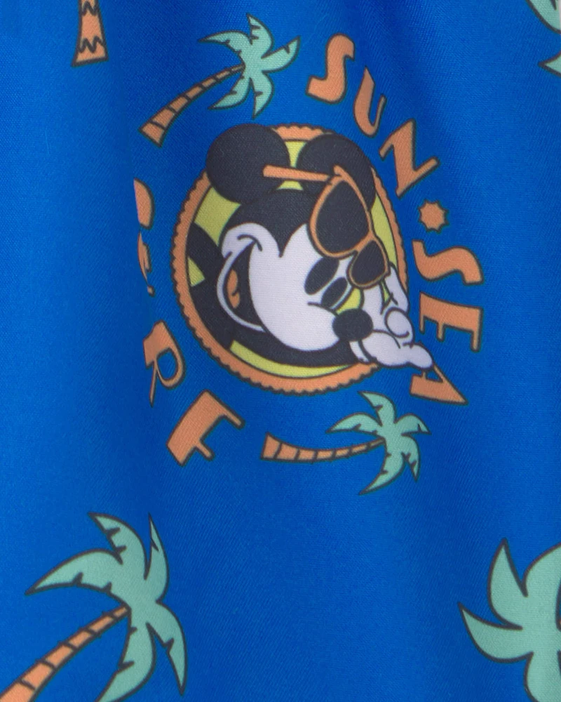 Baby Boy 2-Piece Disney© Mickey Mouse Long-Sleeve Rashguard Swimsuit Set - Blue/White