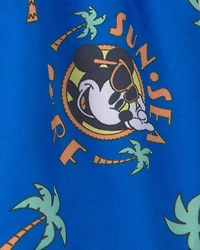 Baby Boy 2-Piece Disney© Mickey Mouse Long-Sleeve Rashguard Swimsuit Set - Blue/White