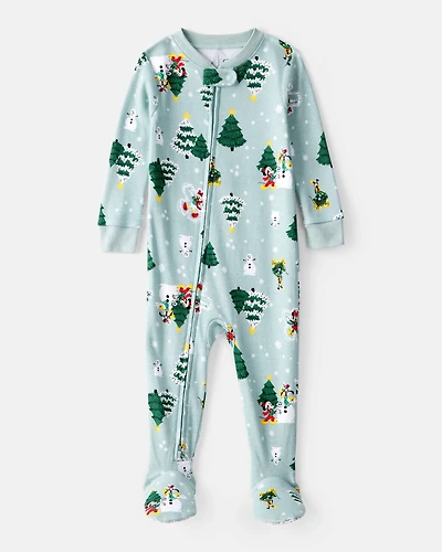 Baby Disney© Mickey Mouse 100% Cotton Long-Sleeve Snug Fit 1-Piece Pajamas - Blue