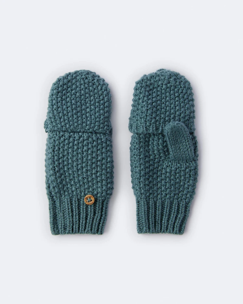 Toddler Neutral Foldover Mittens - Green