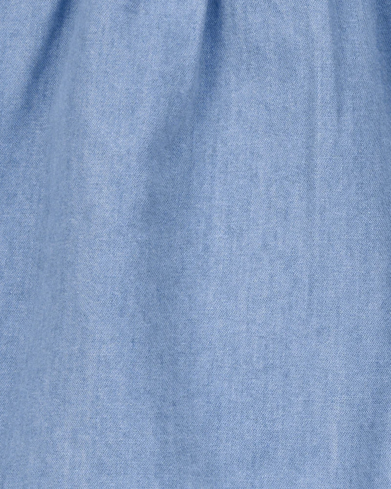 Kid Chambray Pull-On Shorts - Blue