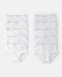 Boys 10-Pack Brief Underwear - White