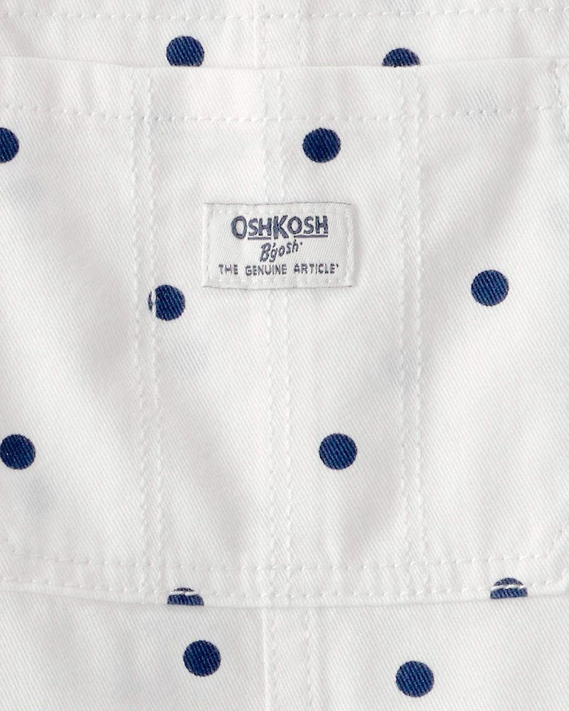 Toddler Girl Polka Dot Shortall - White/Blue