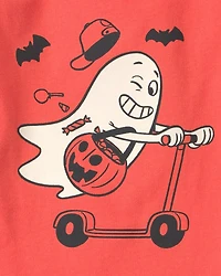 Toddler Boy Ghost Scooter Long-Sleeve Graphic Tee - Orange