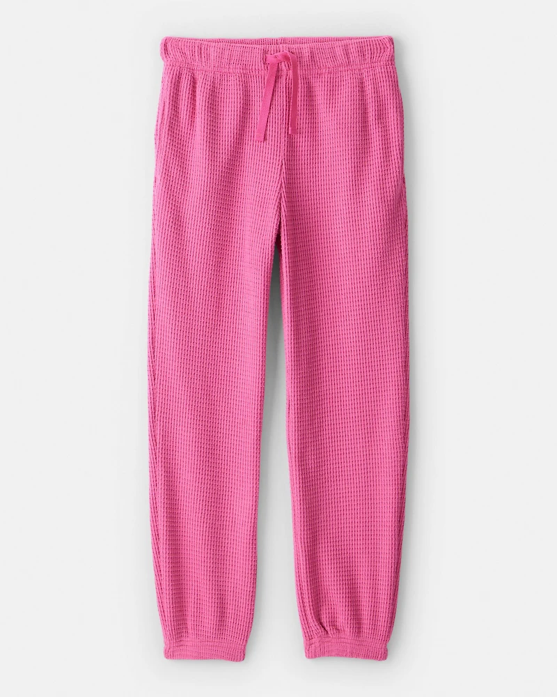 Girls 2-Piece Thermal Hooded Top & Joggers Set - Pink