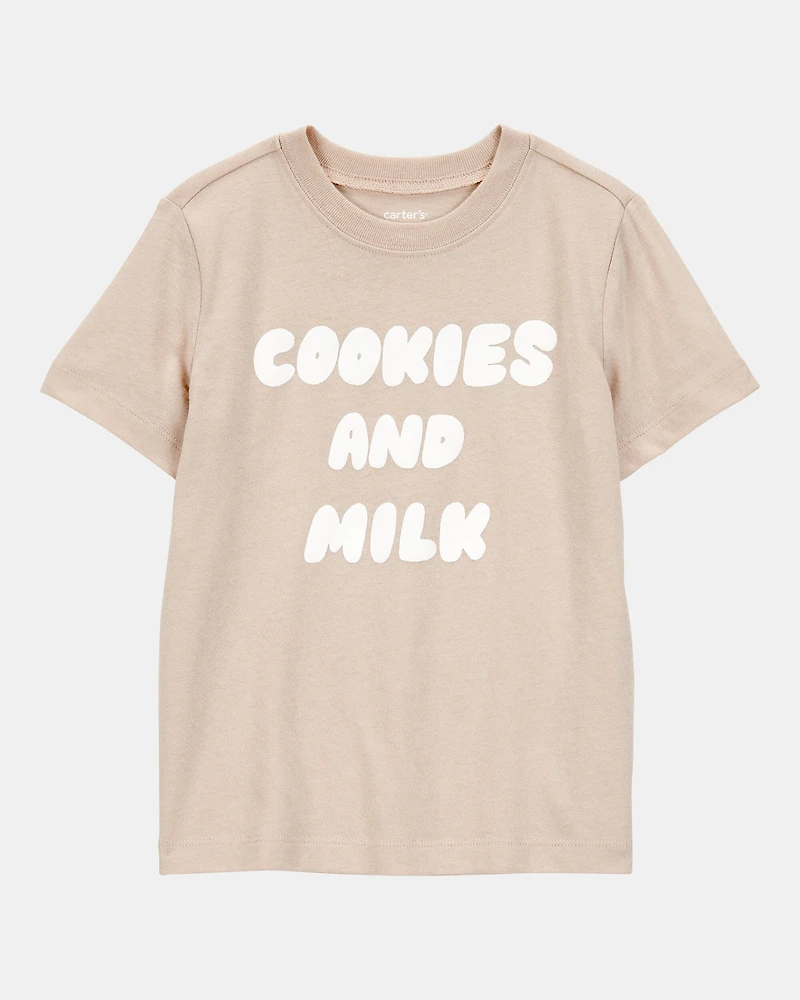 Toddler Cookies & Milk Short-Sleeve Graphic Tee - Tan