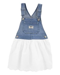 Toddler Girl Denim Eyelet Jumper Dress
