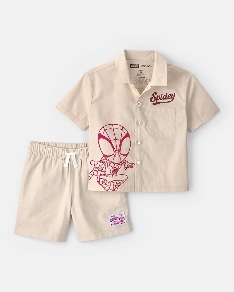 Toddler Boy 2-Piece ©Marvel Spider-Man Top & Short Set - Cream