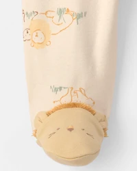 Baby Lion 100% Cotton 2-Way Zip Sleep & Play Pajamas - Ivory