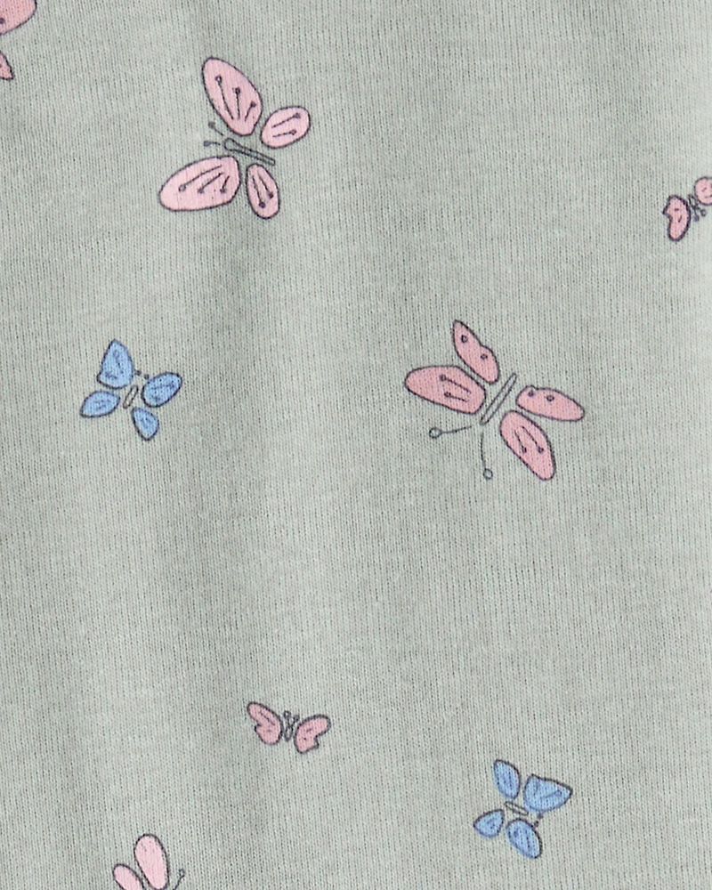 Baby Girl 3-Piece Butterfly Vest Outfit Set - Green