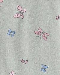 Baby Girl 3-Piece Butterfly Vest Outfit Set - Green