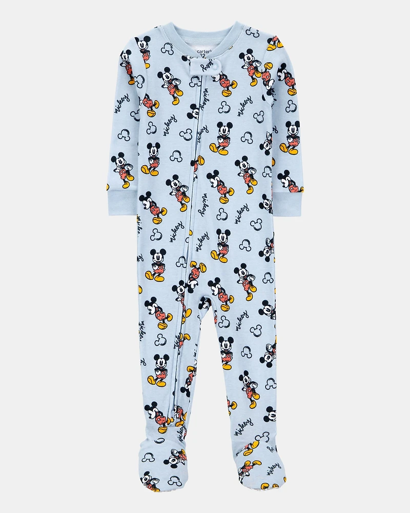 Baby Boy Disney© Mickey Mouse Snug Fit Cotton Footie 1-Piece Pajamas - Blue